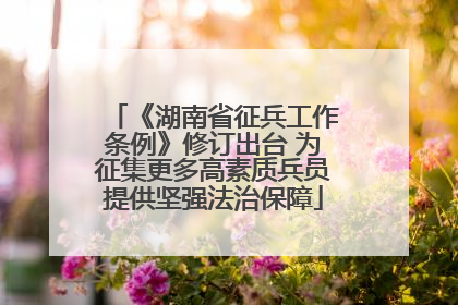 《湖南省征兵工作条例》修订出台 为征集更多高素质兵员提供坚强法治保障