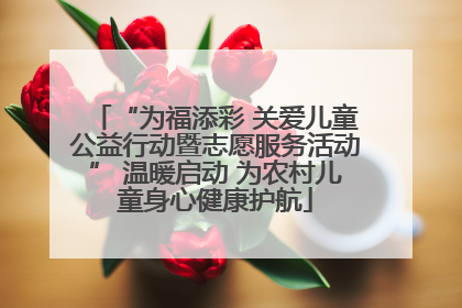 “为福添彩 关爱儿童公益行动暨志愿服务活动” 温暖启动 为农村儿童身心健康护航