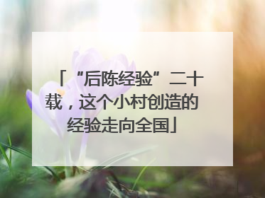 “后陈经验”二十载，这个小村创造的经验走向全国