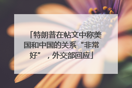 特朗普在帖文中称美国和中国的关系“非常好”，外交部回应