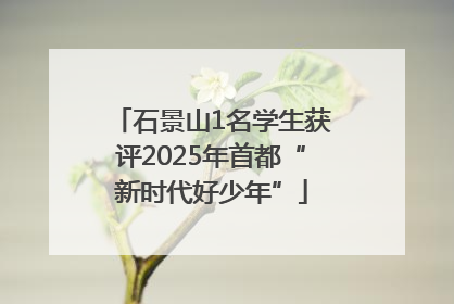 石景山1名学生获评2025年首都“新时代好少年”