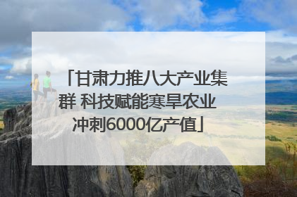甘肃力推八大产业集群 科技赋能寒旱农业冲刺6000亿产值