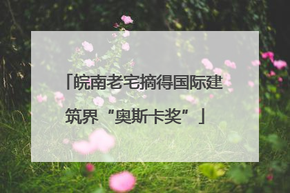 皖南老宅摘得国际建筑界“奥斯卡奖”