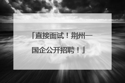 直接面试！荆州一国企公开招聘！