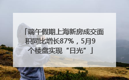 端午假期上海新房成交面积同比增长87%，5月9个楼盘实现“日光”
