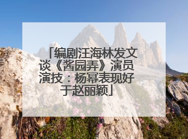 编剧汪海林发文谈《酱园弄》演员演技：杨幂表现好于赵丽颖