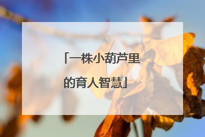 一株小葫芦里的育人智慧