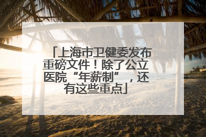 上海市卫健委发布重磅文件！除了公立医院“年薪制”，还有这些重点