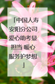 中国人寿安阳分公司爱心助考显担当 暖心服务护梦想