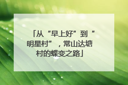 从“早上好”到“明星村”，常山达塘村的蝶变之路