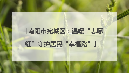 南阳市宛城区：温暖“志愿红”守护居民“幸福路”