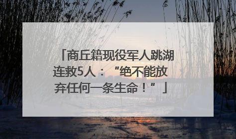 商丘籍现役军人跳湖连救5人：“绝不能放弃任何一条生命！”