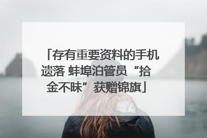 存有重要资料的手机遗落 蚌埠泊管员“拾金不昧”获赠锦旗