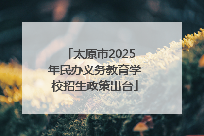 太原市2025年民办义务教育学校招生政策出台