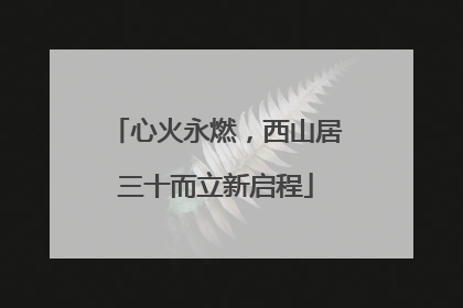 心火永燃，西山居三十而立新启程