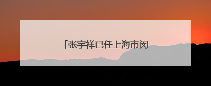 张宇祥已任上海市闵行区委常委、副区长