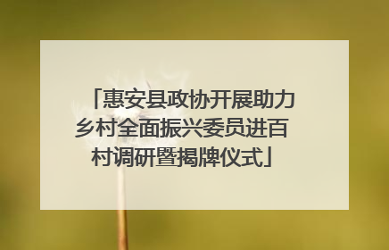 惠安县政协开展助力乡村全面振兴委员进百村调研暨揭牌仪式