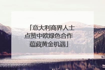 意大利商界人士点赞中欧绿色合作蕴藏黄金机遇