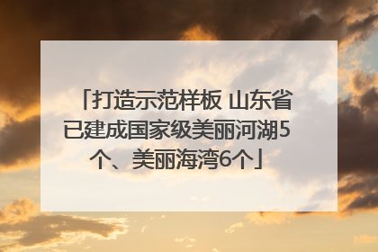 打造示范样板 山东省已建成国家级美丽河湖5个、美丽海湾6个