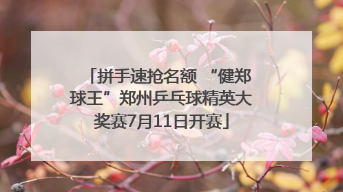 拼手速抢名额 “健郑球王”郑州乒乓球精英大奖赛7月11日开赛