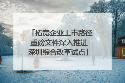 拓宽企业上市路径 重磅文件深入推进深圳综合改革试点