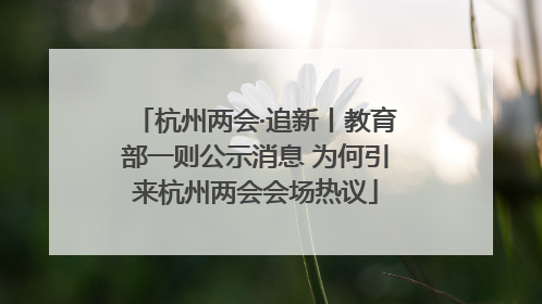 杭州两会·追新丨教育部一则公示消息 为何引来杭州两会会场热议