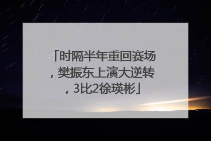 时隔半年重回赛场，樊振东上演大逆转，3比2徐瑛彬
