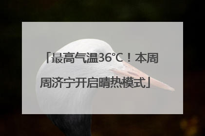 最高气温36℃！本周周济宁开启晴热模式