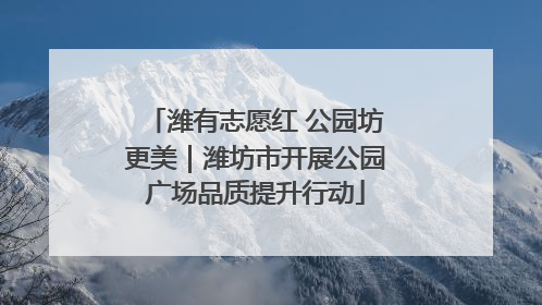 潍有志愿红 公园坊更美｜潍坊市开展公园广场品质提升行动