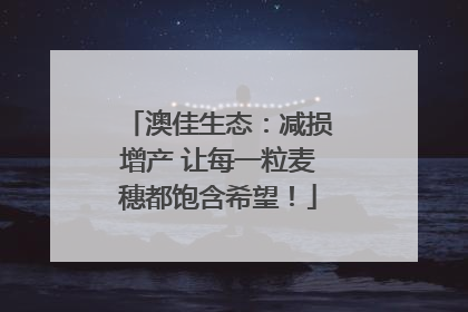 澳佳生态：减损增产 让每一粒麦穗都饱含希望！