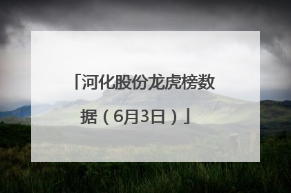 河化股份龙虎榜数据（6月3日）