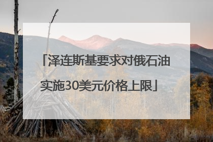 泽连斯基要求对俄石油实施30美元价格上限
