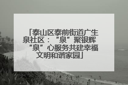 泰山区泰前街道广生泉社区：“泉”聚银辉“泉”心服务共建幸福文明和谐家园