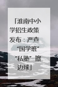 淮南中小学招生政策发布：严查“国学班”“私塾”擦边球
