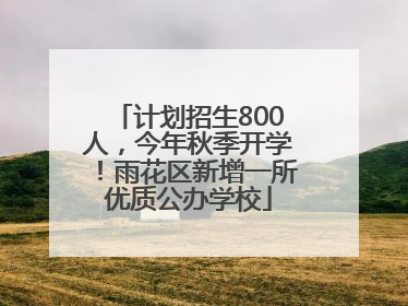 计划招生800人，今年秋季开学！雨花区新增一所优质公办学校