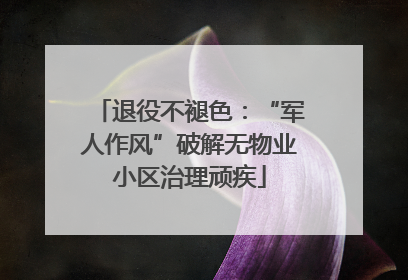 退役不褪色：“军人作风”破解无物业小区治理顽疾