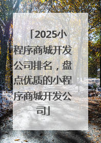 2025小程序商城开发公司排名，盘点优质的小程序商城开发公司